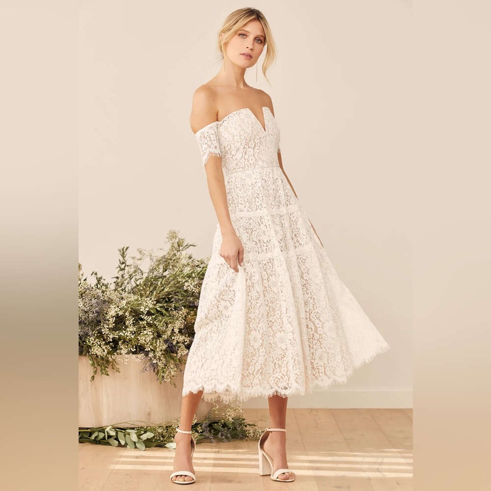 White off-shoulder Lulu’s midi dress